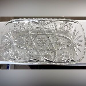 SOLD Anchor Hocking Star of David Cut-Glass Plate  
Serving Tray 12" x 6 1/2" EA